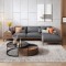 Corner sofa, Beech wood with Linen fabric - Grey