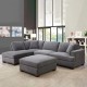 Corner sofa, Beech wood with Linen fabric - Grey