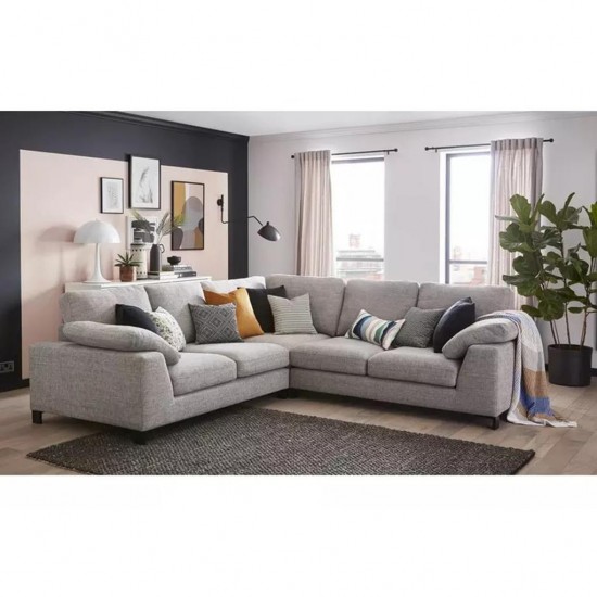 Corner sofa, Beech wood with Linen fabric - Grey