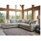 Corner sofa, Beech wood with cotton fabric - Grey