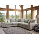 Corner sofa, Beech wood with cotton fabric - Grey