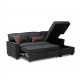 Corner sofa, Beech wood with Velvet fabric - black