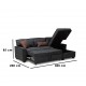 Corner sofa, Beech wood with Velvet fabric - black