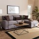 Corner sofa, Beech wood with Velvet fabric - black